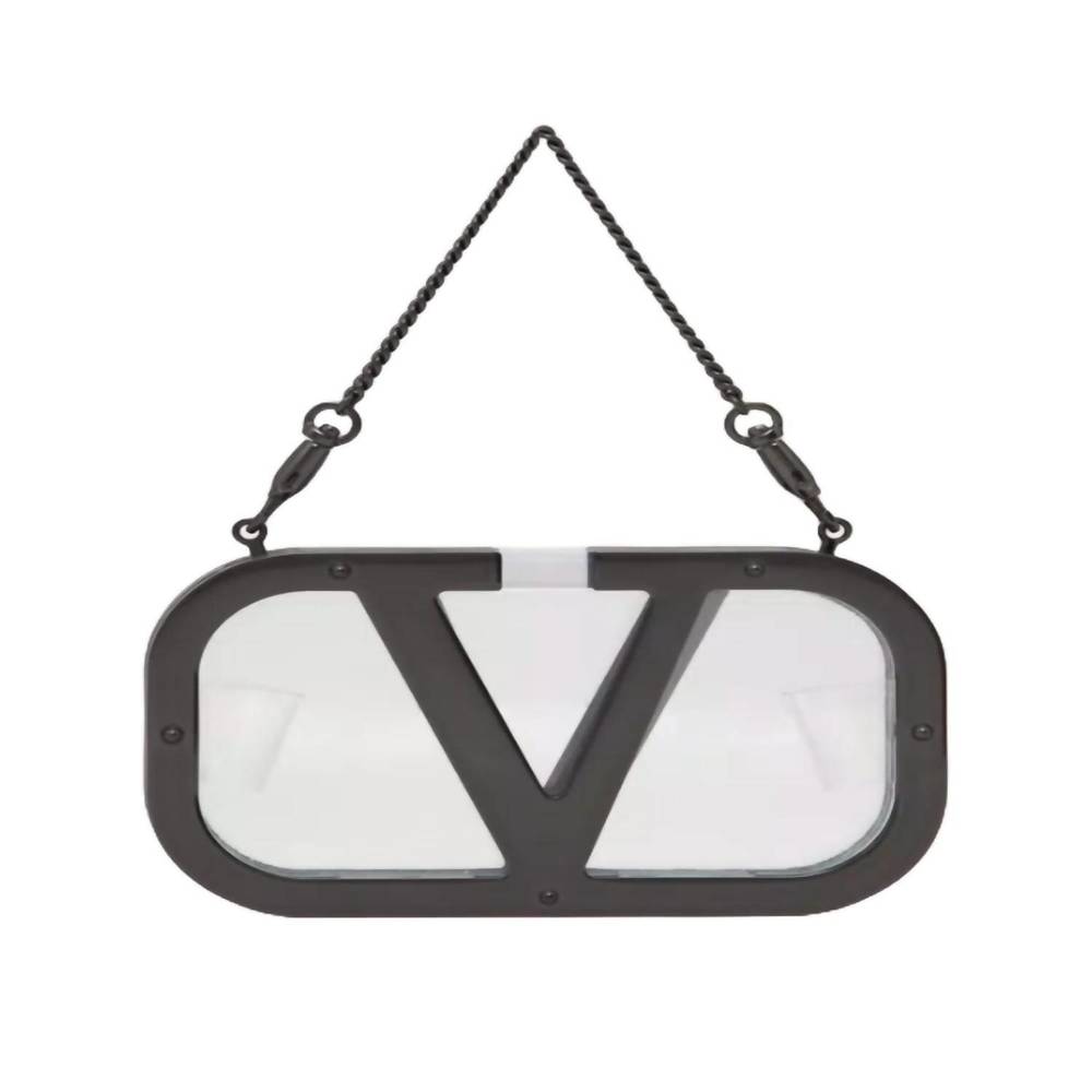 NEW VALENTINO GARAVANI women's transparent logo plate clutch in clear/black